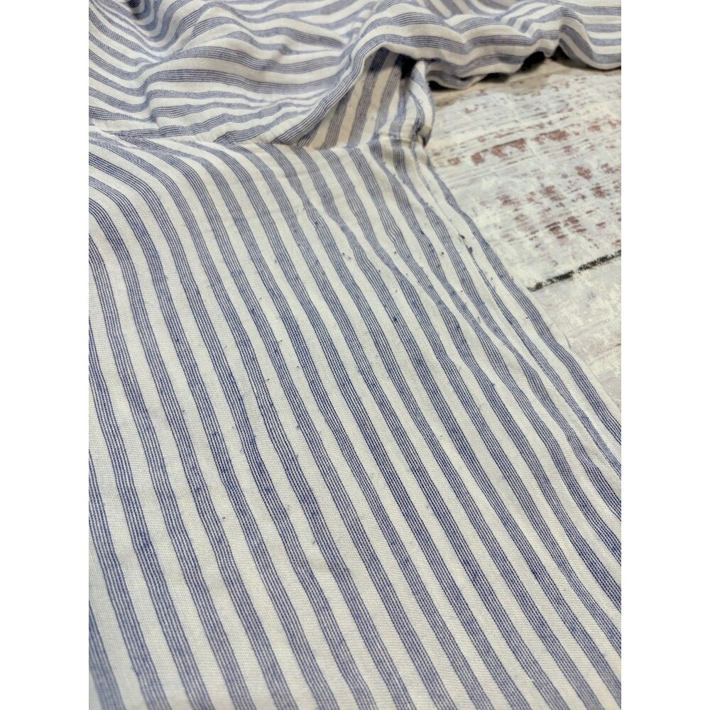 LOFT Blue White Striped Button Keyhole Round Neck Rayon Linen Blouse Size Small - Picture 8 of 12